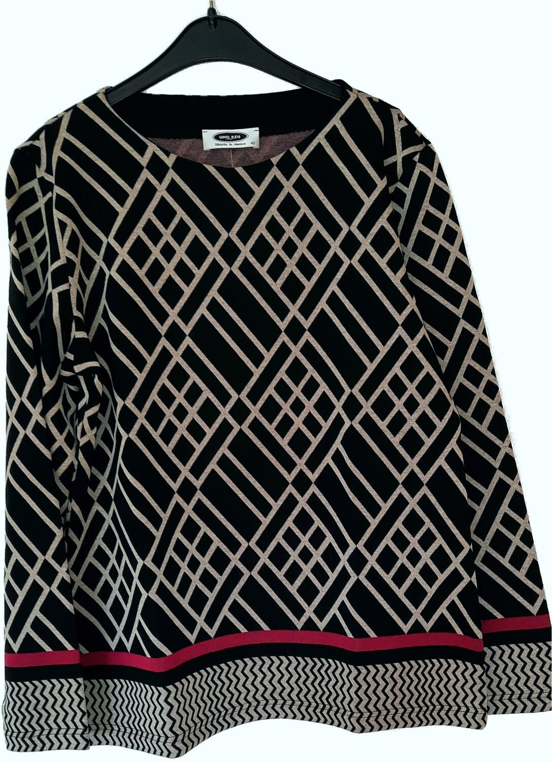 UNO PIU Damen Pullover schwarz-sand-fuchsia