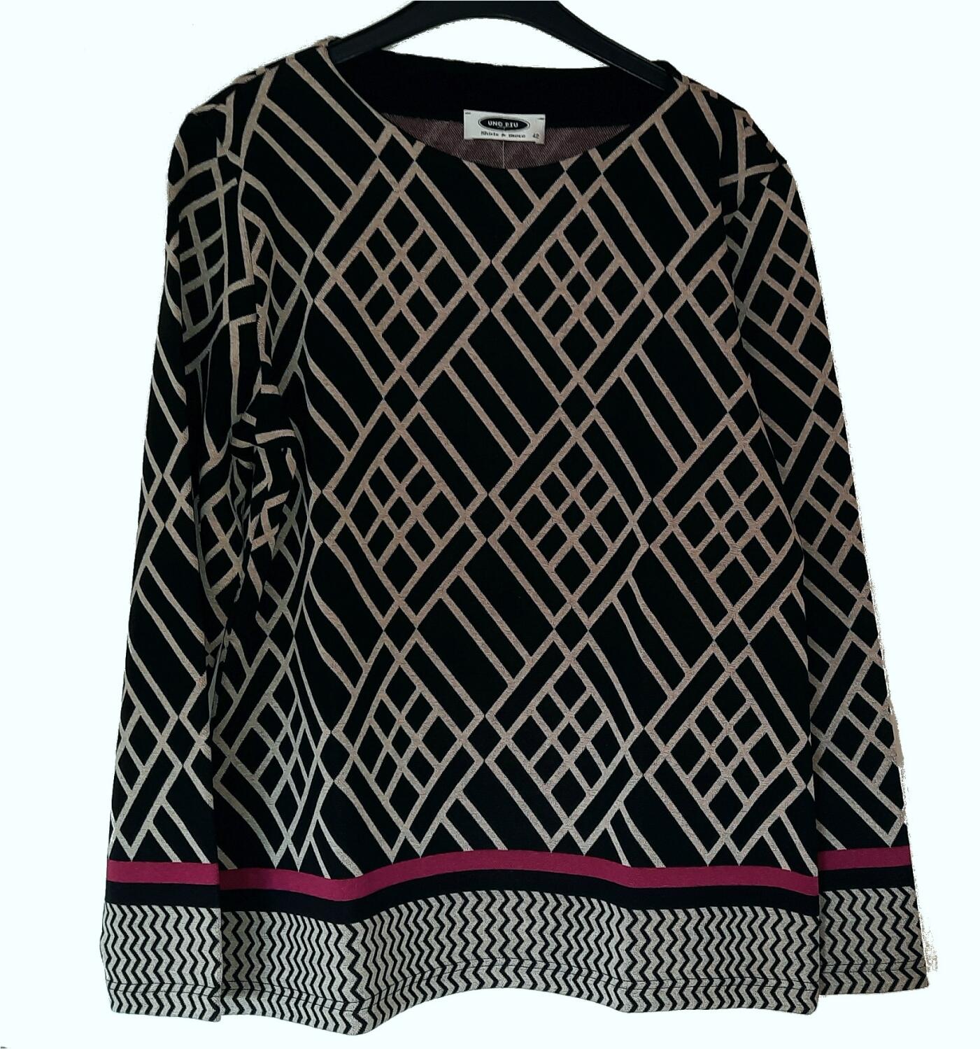 UNO PIU Damen Pullover schwarz-sand-fuchsia