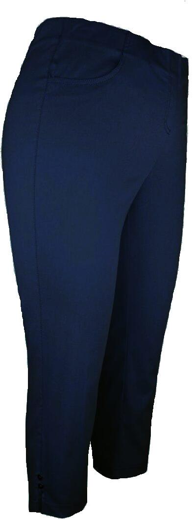 Adelina Pull On Hose Capri L&auml;nge Light Stretch Cotton Marine
