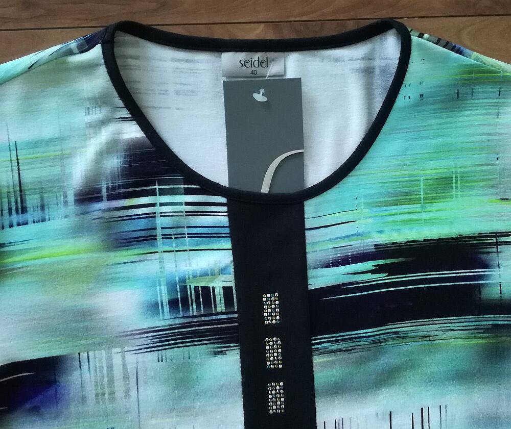 Seidel Blusenshirt 1/2 Arm weiss-blau-gr&uuml;n-t&uuml;rkis