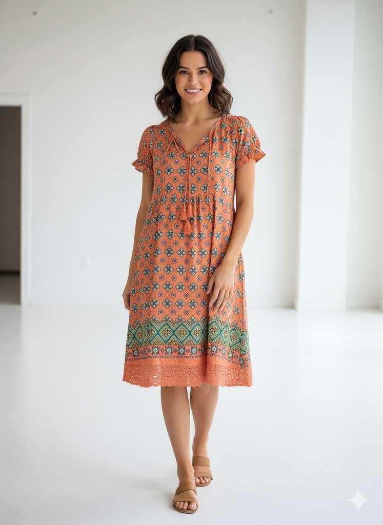 One Summer Kleid Hannah apricot-green