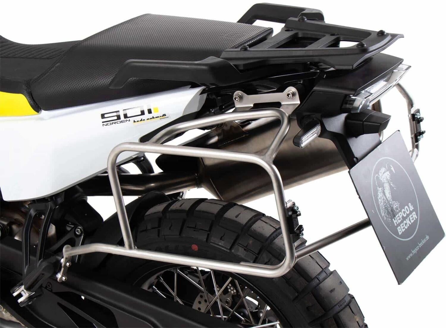 Koffertr&auml;gerset Cutout Edelstahl inkl. Xplorer Cutout silber Kofferset f&uuml;r Husqvarna Norden 901