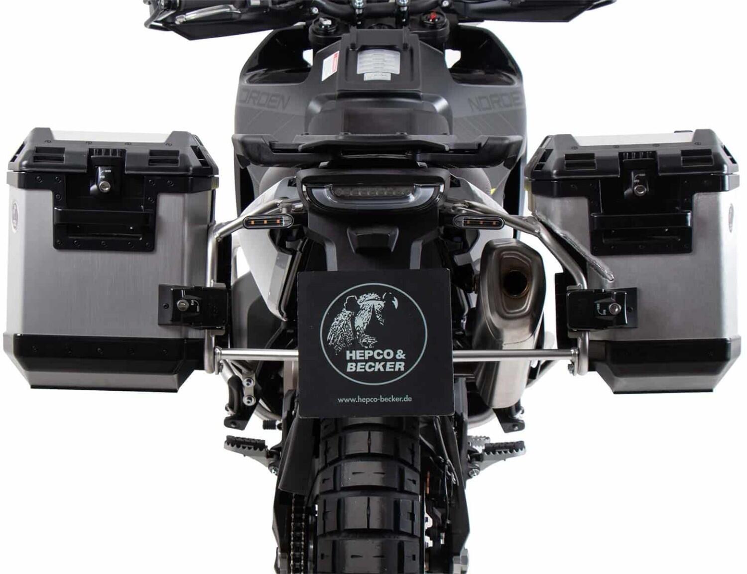 Koffertr&auml;gerset Cutout Edelstahl inkl. Xplorer Cutout silber Kofferset f&uuml;r Husqvarna Norden 901