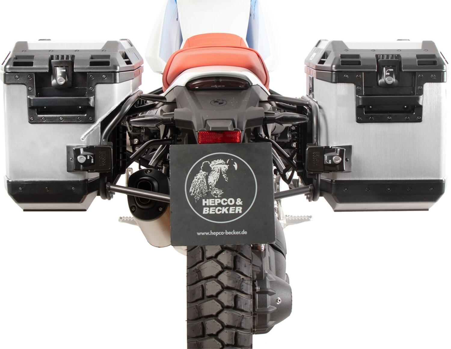 Kofferträgerset Cutout inkl. Xplorer Cutout silber Kofferset für BMW R 12 G/S (2025-) - Kofferfarbe: silber