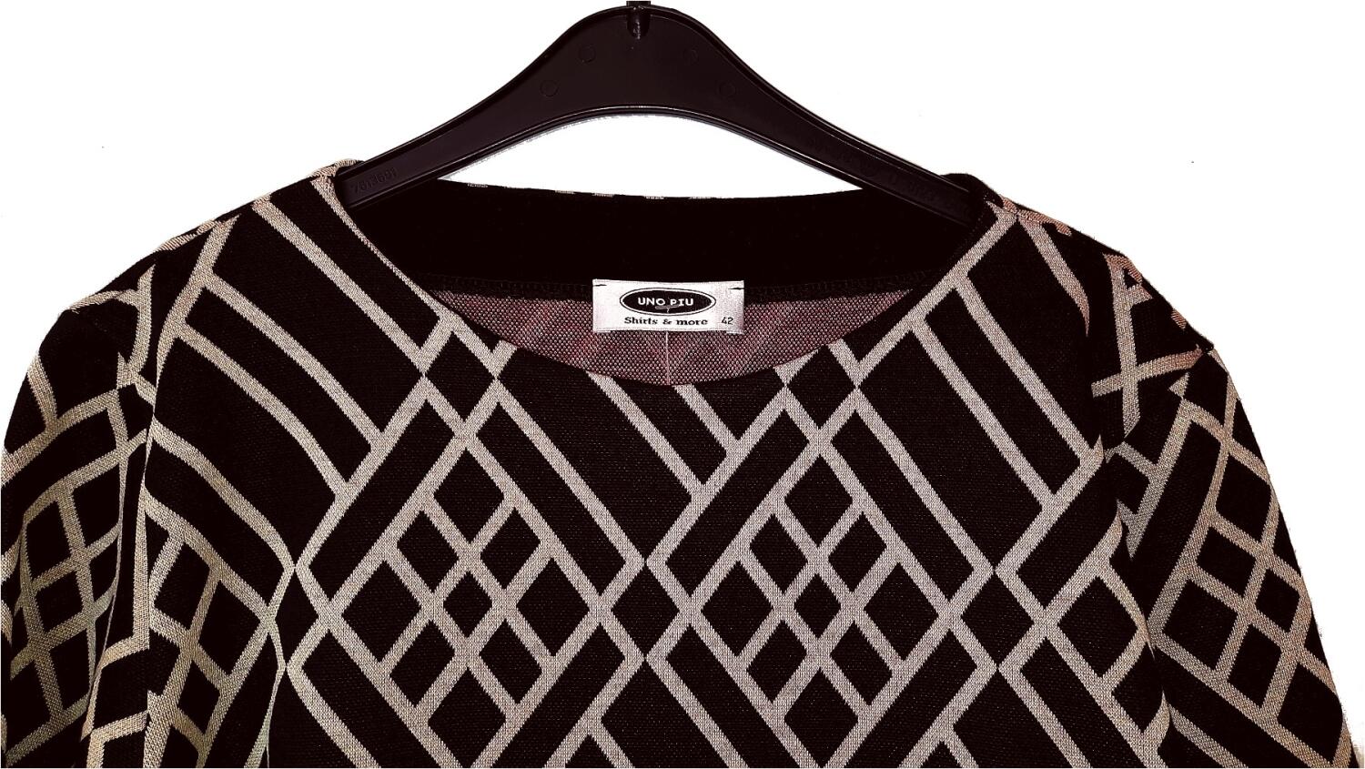 UNO PIU Damen Pullover schwarz-sand-fuchsia