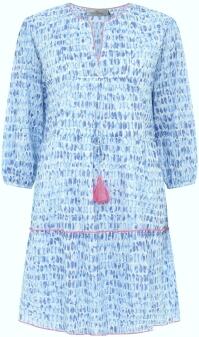 Zwillingsherz Kleid Aquarell Print Baumwolle blau
