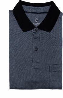 Jupiter Poloshirt Dunkelblau fein gemustert