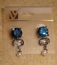 Ohrringe/Stecker blau mit Perle Modeschmuck