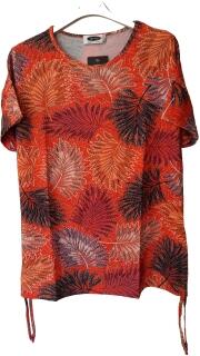 UNO PIU Damen T-Shirt korallorange Leaves