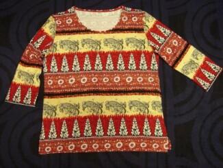 Damen T-Shirt mit Druck- rot-maize