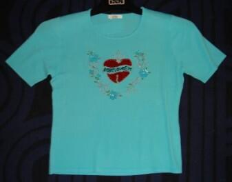 T-Shirt türkis mit Pailettenstickerei