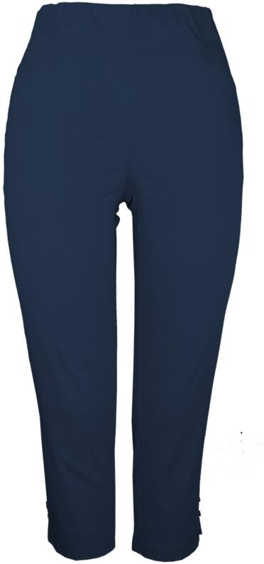 Adelina Pull On Hose Capri Länge Light Stretch Cotton Marine