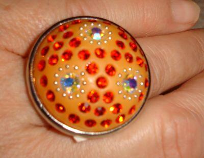 verstellbarer Ring orange mit Glitzer