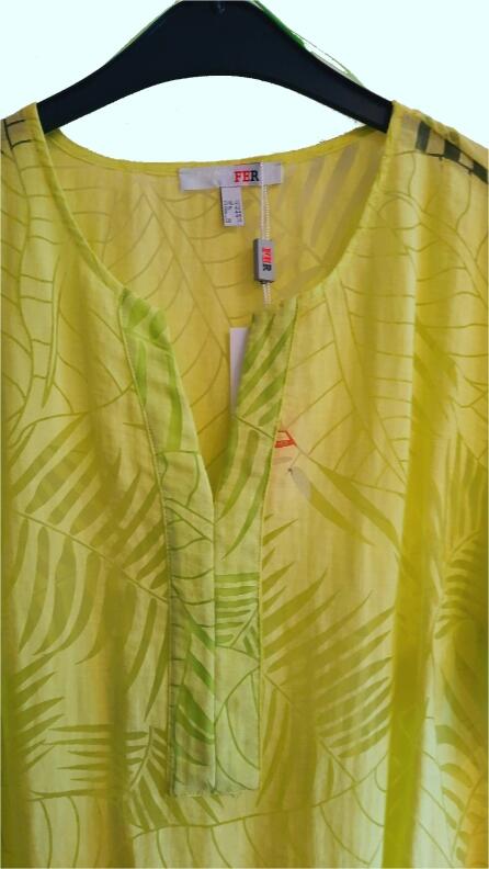 my way FER Tunika Bluse Leaves apfelgrün