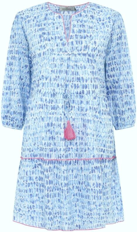 Zwillingsherz Kleid Aquarell Print Baumwolle blau