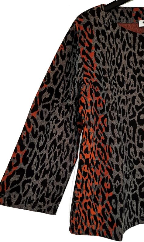 UNO PIU Damen Pullover 3/4 Arm orange/grau/schwarz