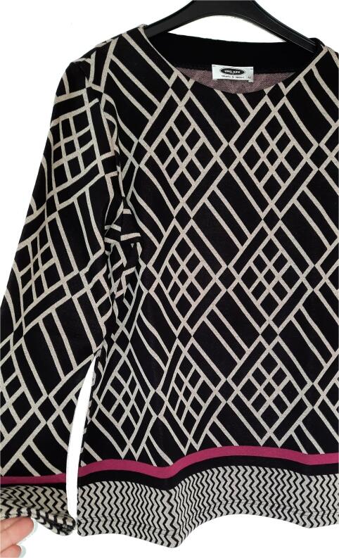 UNO PIU Damen Pullover schwarz-sand-fuchsia