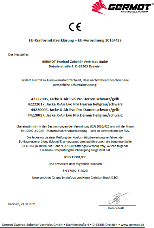 Germot X-Air Evo Pro Motorradhose Mesh Sommerhose