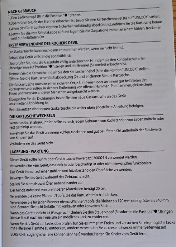 Brunner Gaskocher Devil