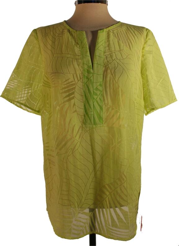 my way FER Tunika Bluse Leaves apfelgrün