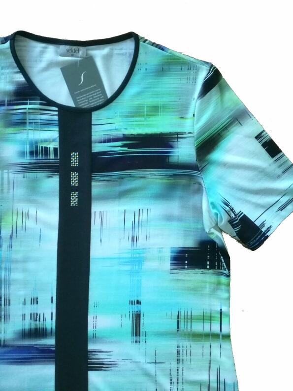 Seidel Blusenshirt 1/2 Arm weiss-blau-grün-türkis