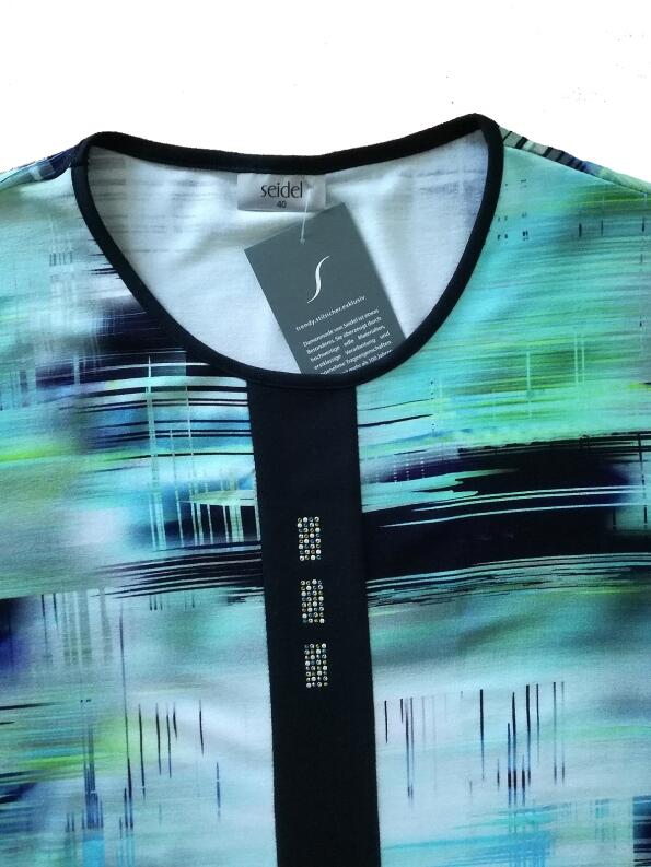 Seidel Blusenshirt 1/2 Arm weiss-blau-grün-türkis