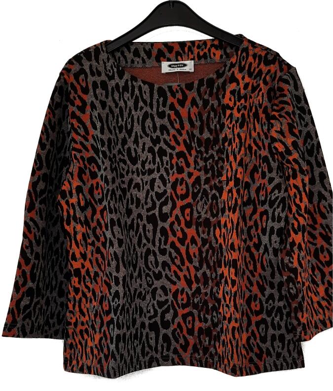 UNO PIU Damen Pullover 3/4 Arm orange/grau/schwarz