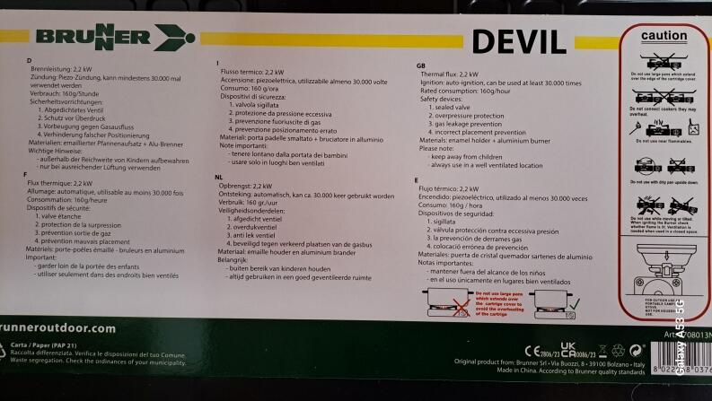 Brunner Gaskocher Devil