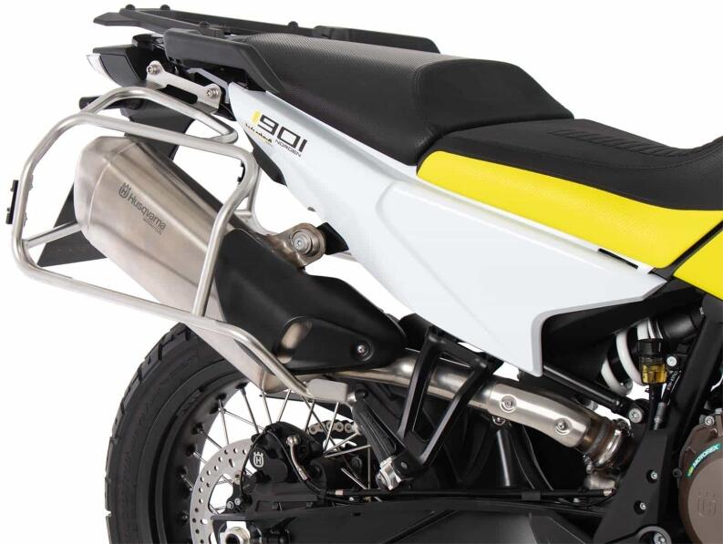 Kofferträgerset Cutout Edelstahl inkl. Xplorer Cutout silber Kofferset für Husqvarna Norden 901