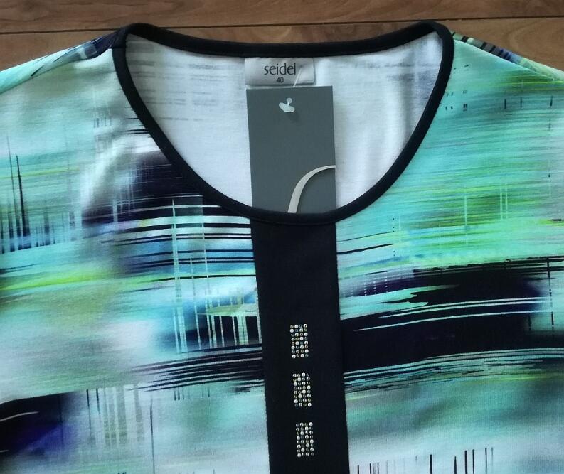 Seidel Blusenshirt 1/2 Arm weiss-blau-grün-türkis