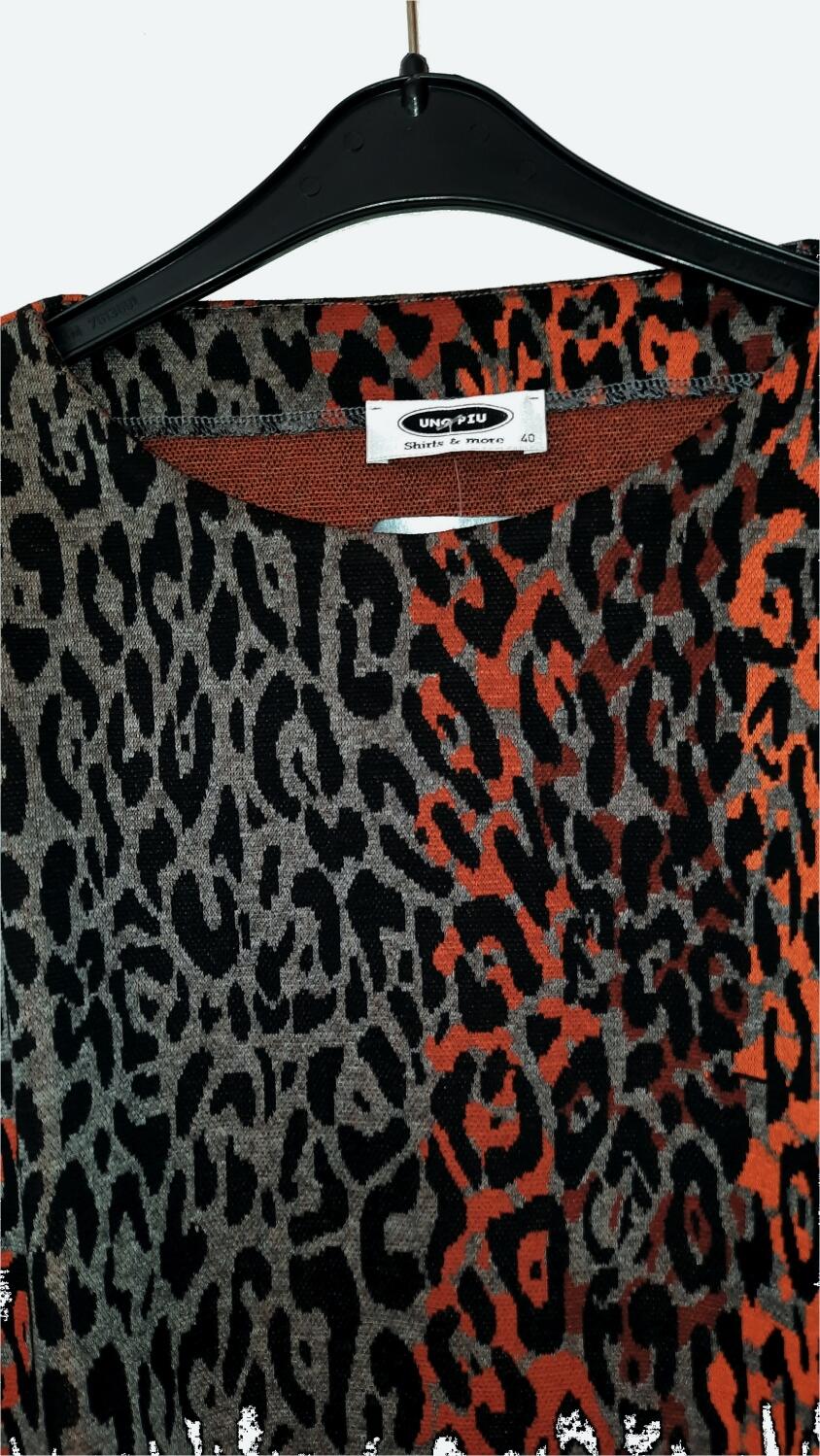 UNO PIU Damen Pullover 3/4 Arm orange/grau/schwarz