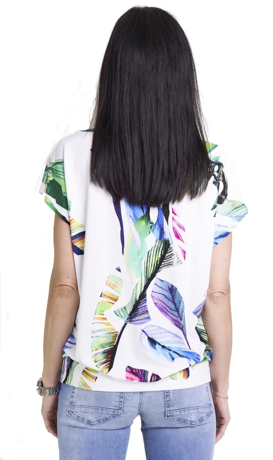 Seidel Blusenshirt weiss bunte Blätter