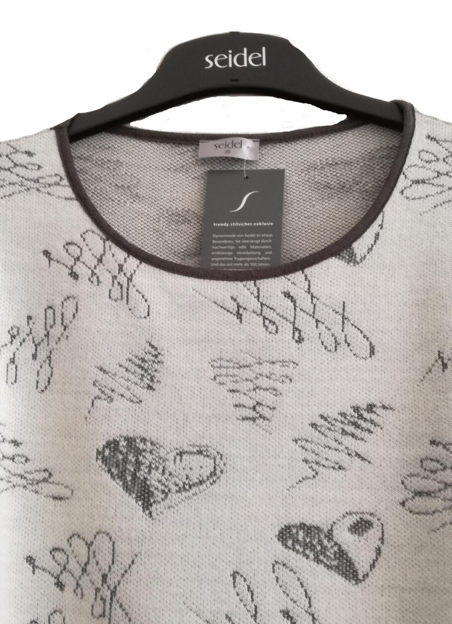 Seidel Pullover mit Zierband Hearts hellgrau