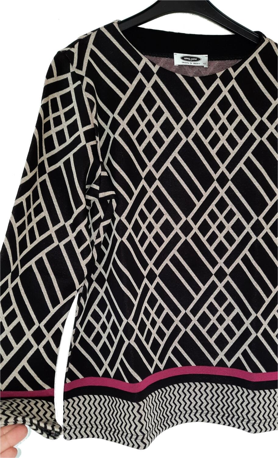 UNO PIU Damen Pullover schwarz-sand-fuchsia